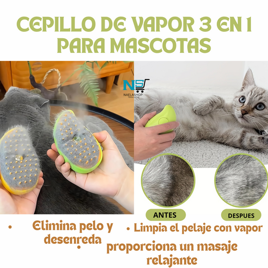 Cepillo Vapor para mascotas 3 en 1